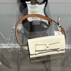 Kate Spade Ivory and Brown Bow Crossbody Bag